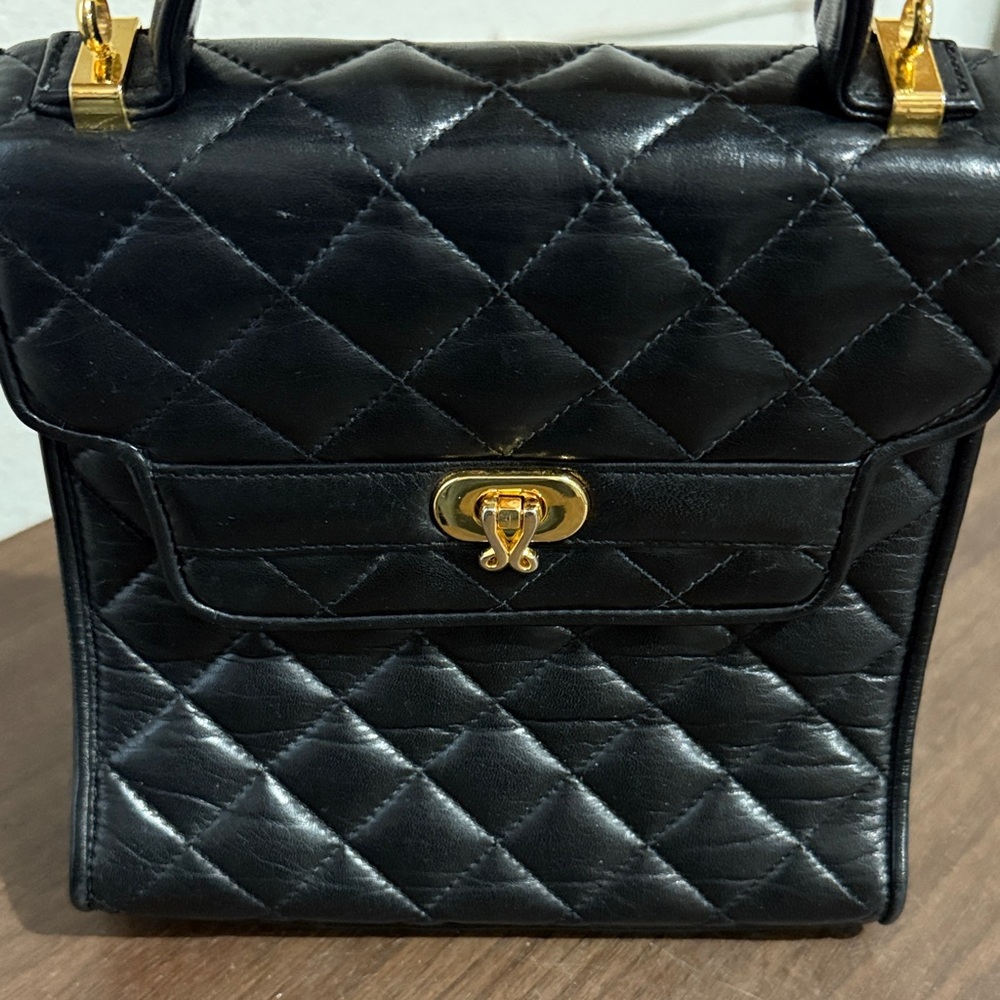 Chic Black Quilted Satchel